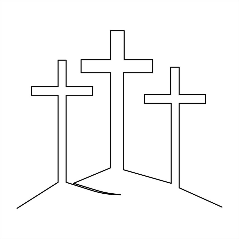 Good Friday continuous single line art drawing of outline art design vector