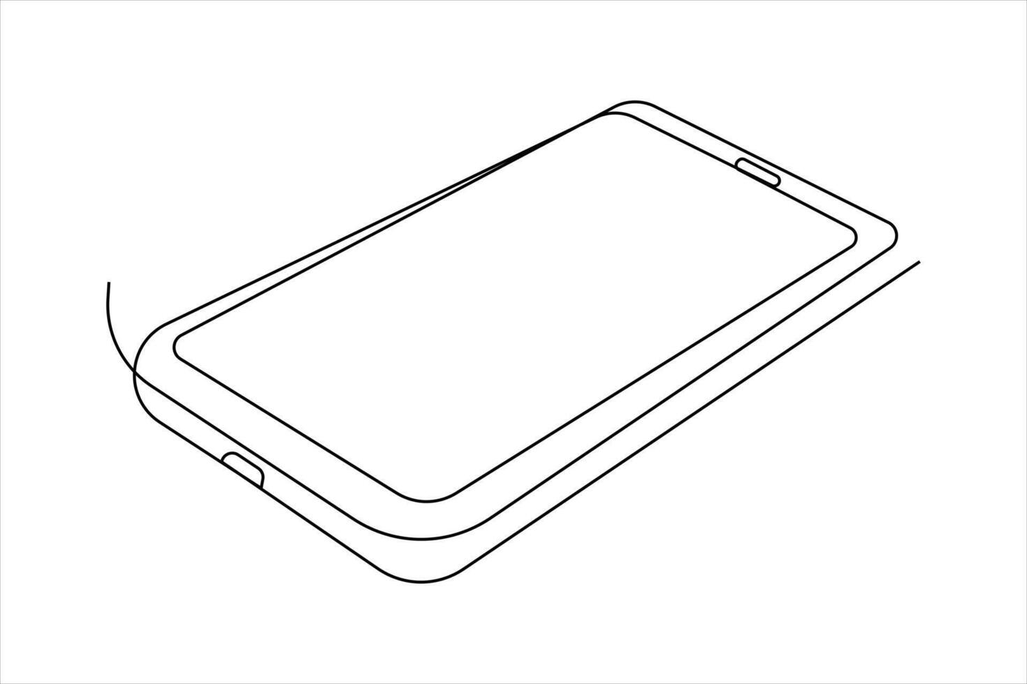 Continuous one line art drawing Mobile phone modern technology outline illustration vector