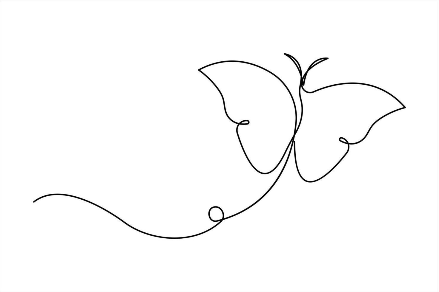 Continuous single line art drawing of butterfly design concept vector
