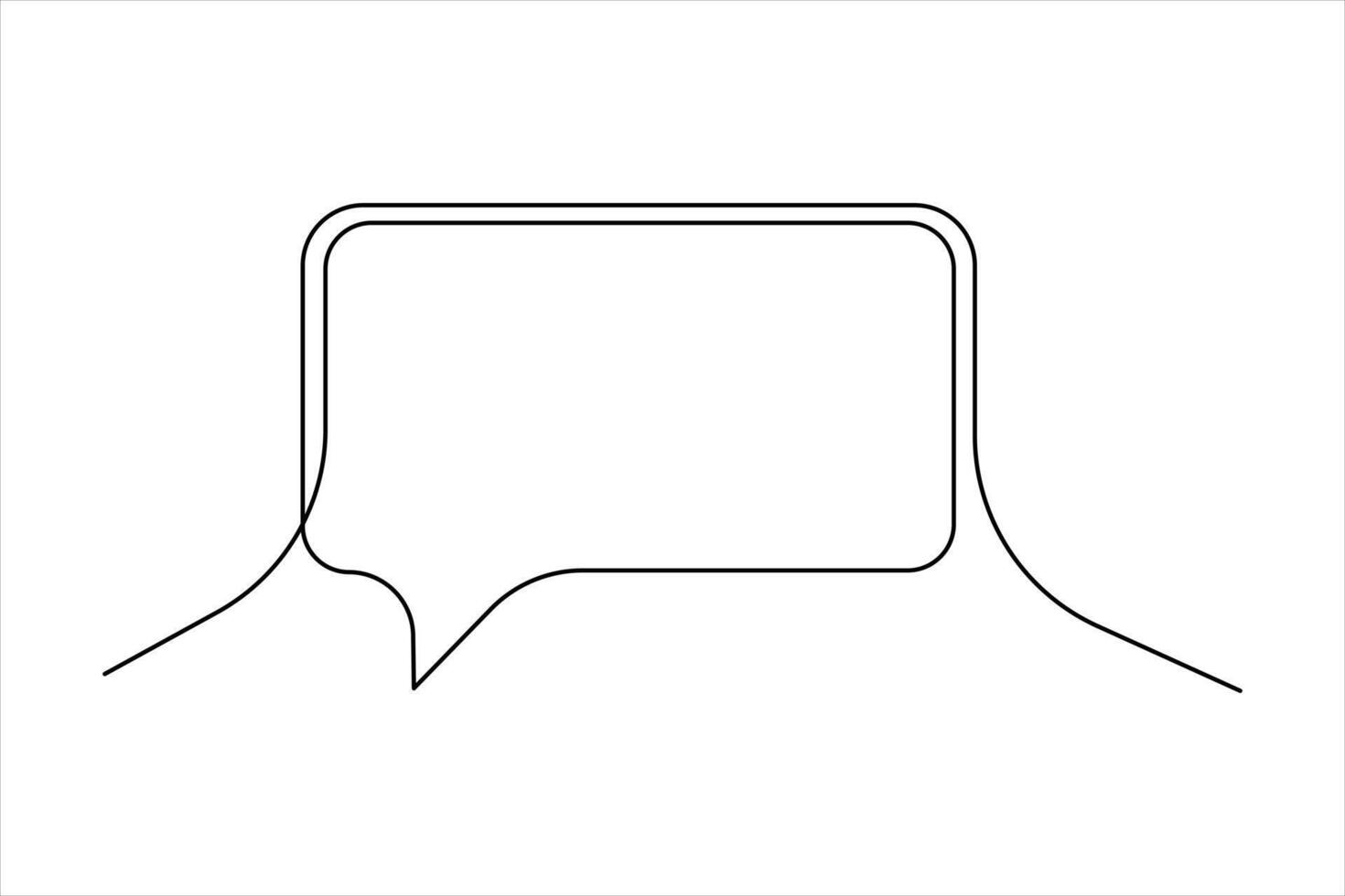 Continuous one line art drawing of speech bubble set square shaped chat cloud and thought dialogue illustration vector