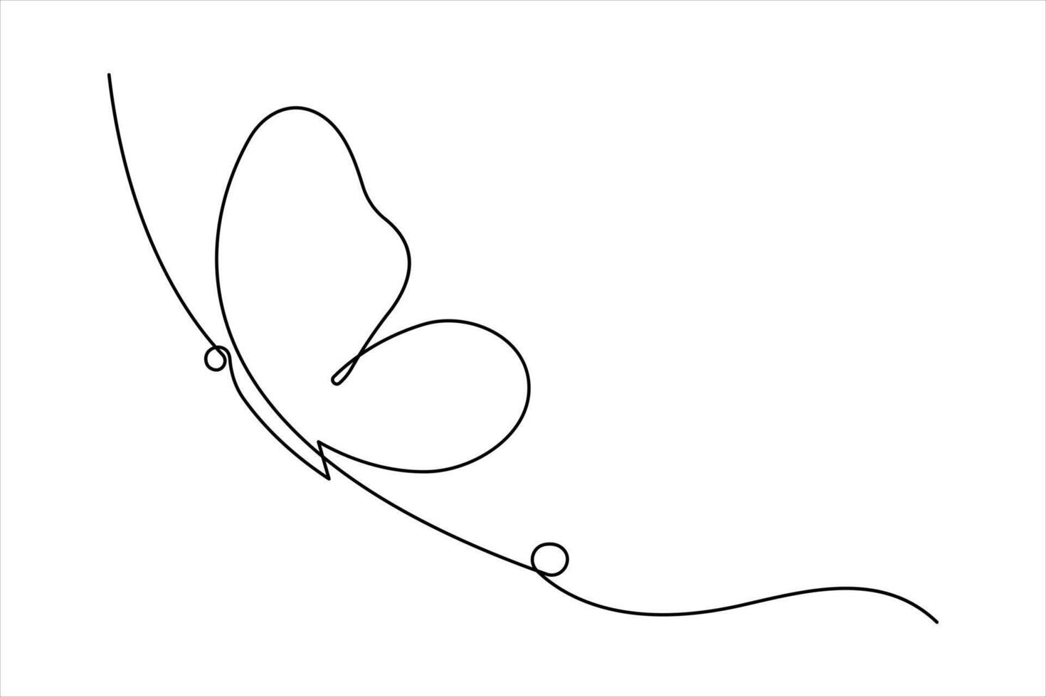 Continuous single line art drawing of butterfly design outline illustration vector