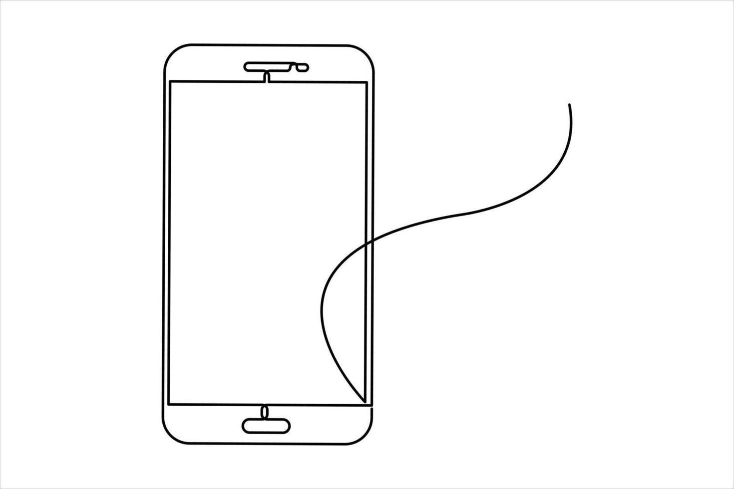 Continuous one line art drawing of Mobile phone modern technology outline illustration vector