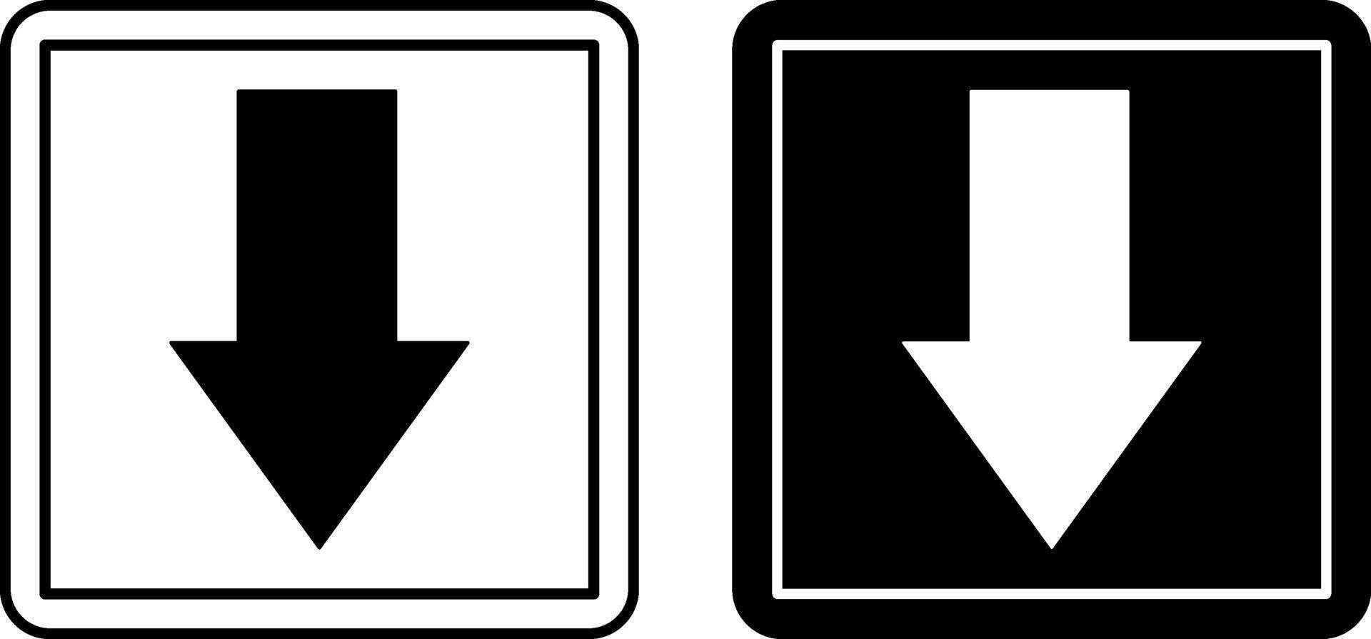 Front Signs. Labels for Cardboard Packaging. Black and White Icons. Logistics. Down Arrow. Warning Symbol, Handle with Care. vector