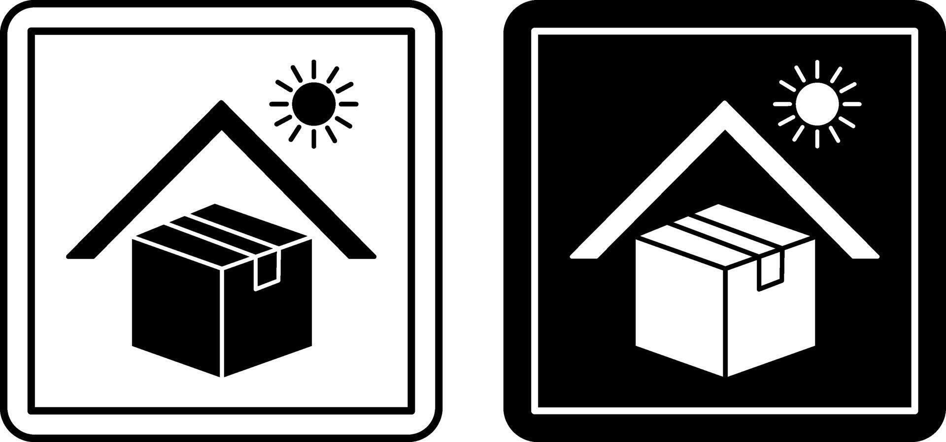 Avoid Sunlight Signs. Cardboard Packaging Labels. Black and White Icons. Logistics, Parcel Protection from Sun. Warning Symbol, Handle with Care. vector