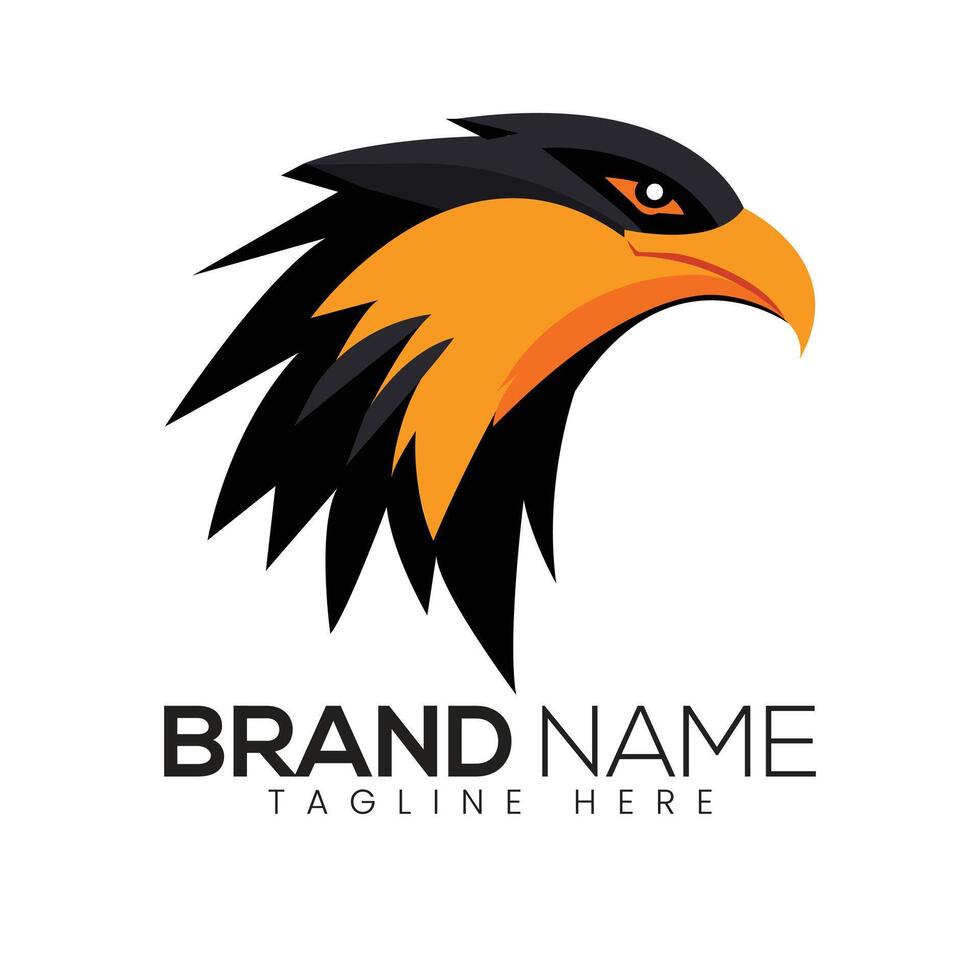 Abstract Black and Orange Eagle Head Icon or Logo Design Template vector