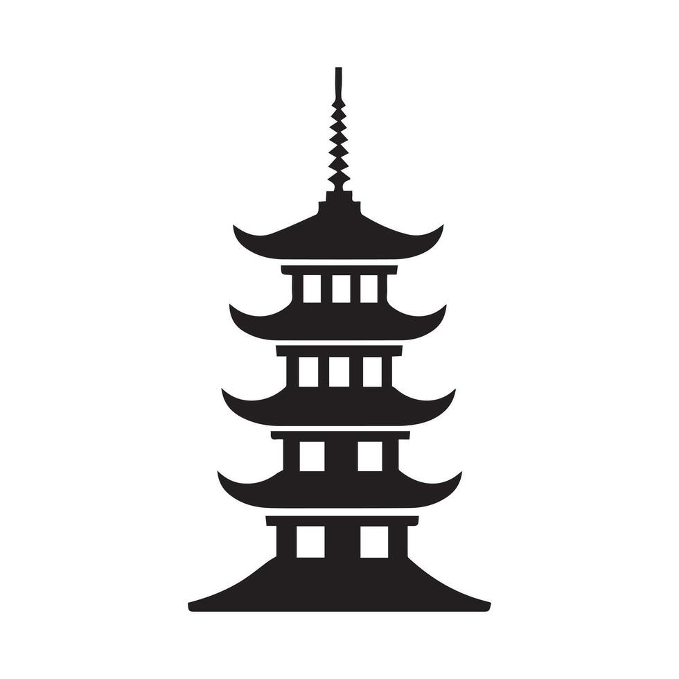 Abstract Pagoda Icon or Logo Design Template vector