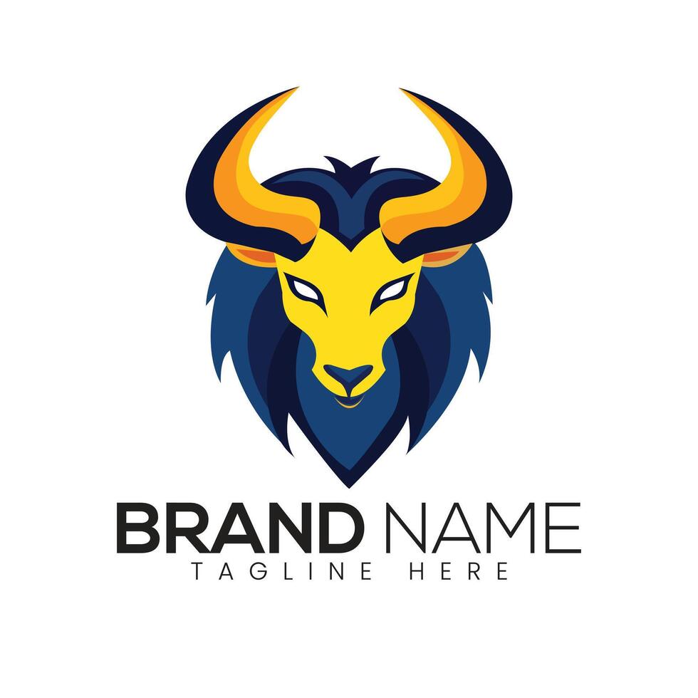 Abstract Geometric Bull Head Icon or Logo Design Template vector