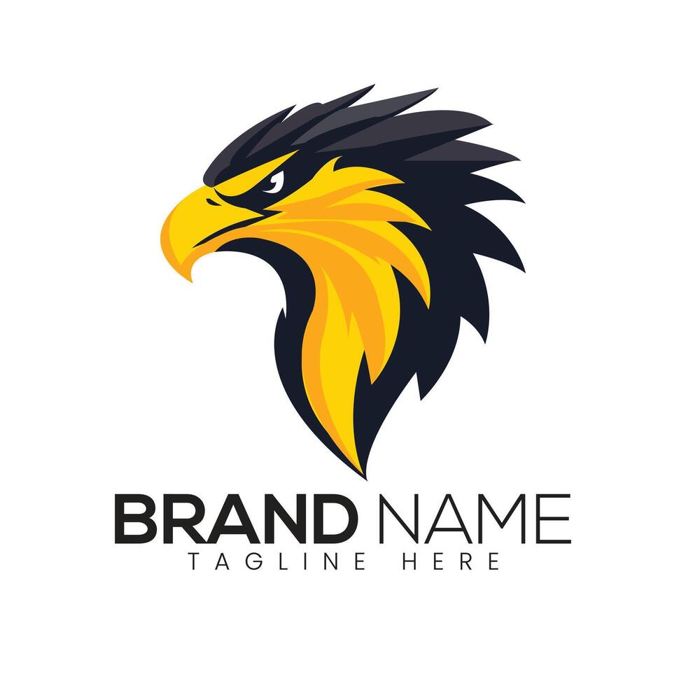 Abstract Black and Yellow Eagle Head Icon or Logo Design Template vector