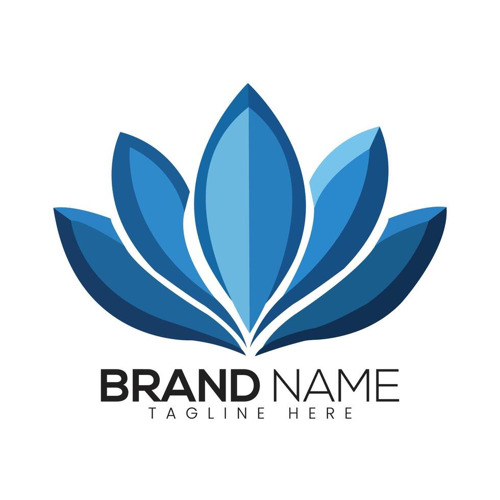 Abstract Colorful Blue Lotus Flower Icon or Logo Design Template vector