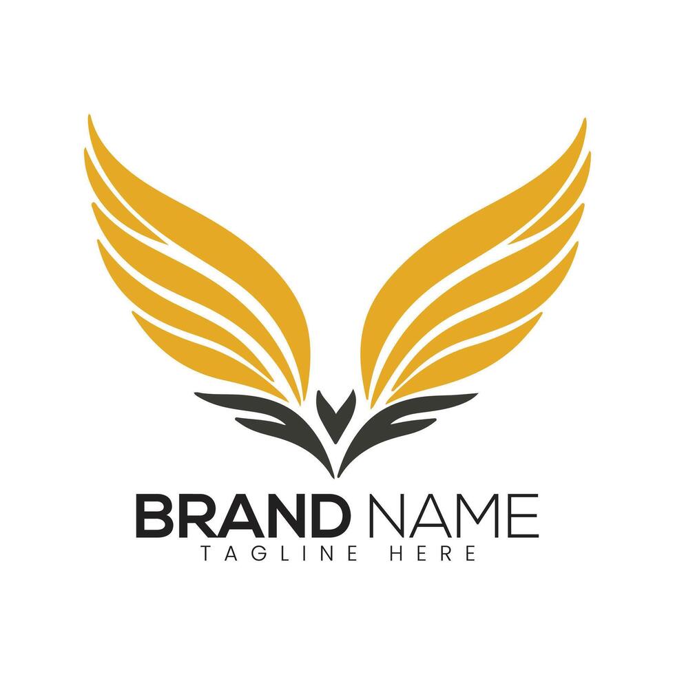 Abstract Golden Wings Icon or Logo Design Template vector