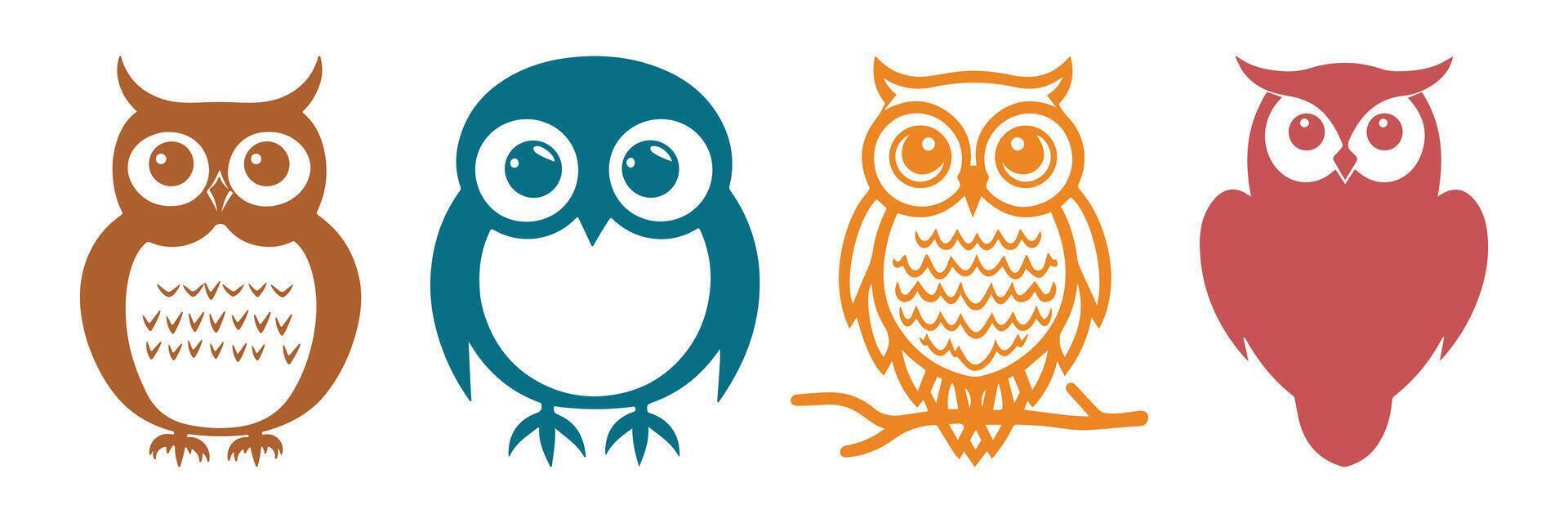 Abstract Set of Owl Bird Icon or Logo Design Template vector