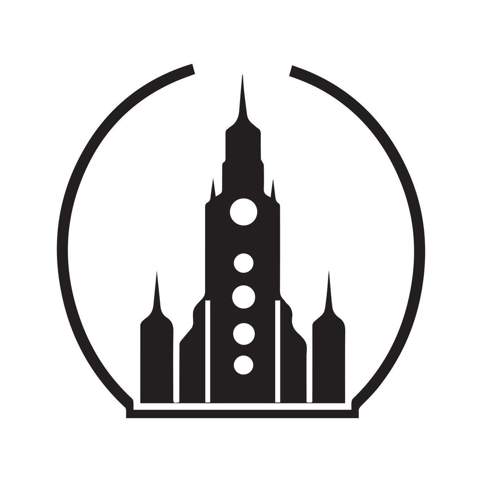 Abstract Real Estate Building in Circle Icon or Logo Design Template vector