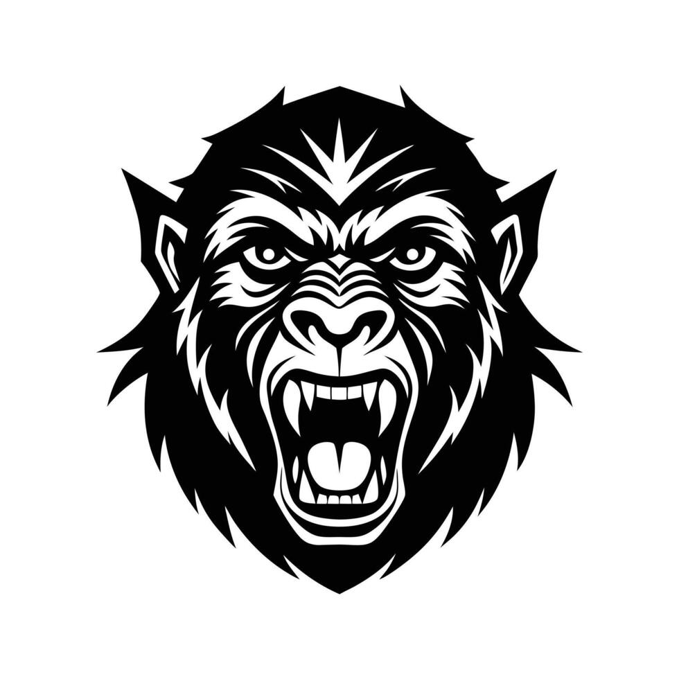 Ape Head with Silhouette Design vector