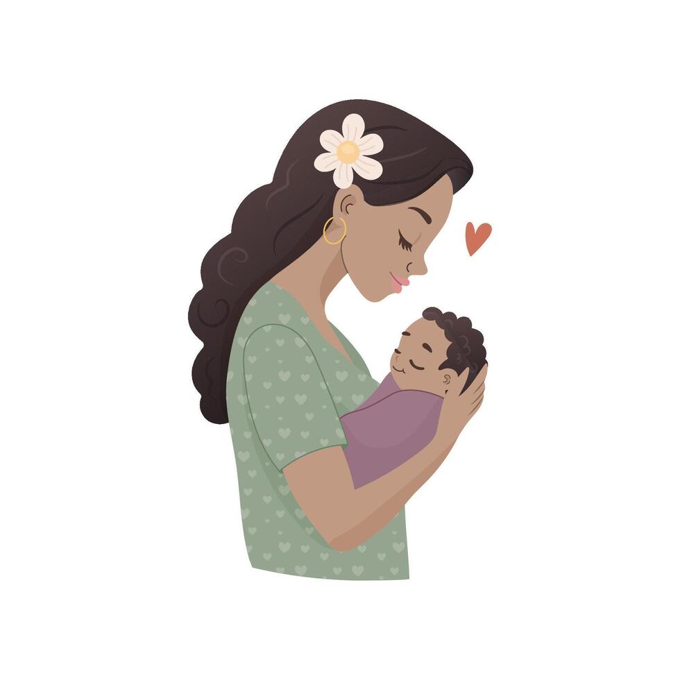 Mother Holding Baby Hand Drawn Illustration for Cards Prints and Sublimation vector