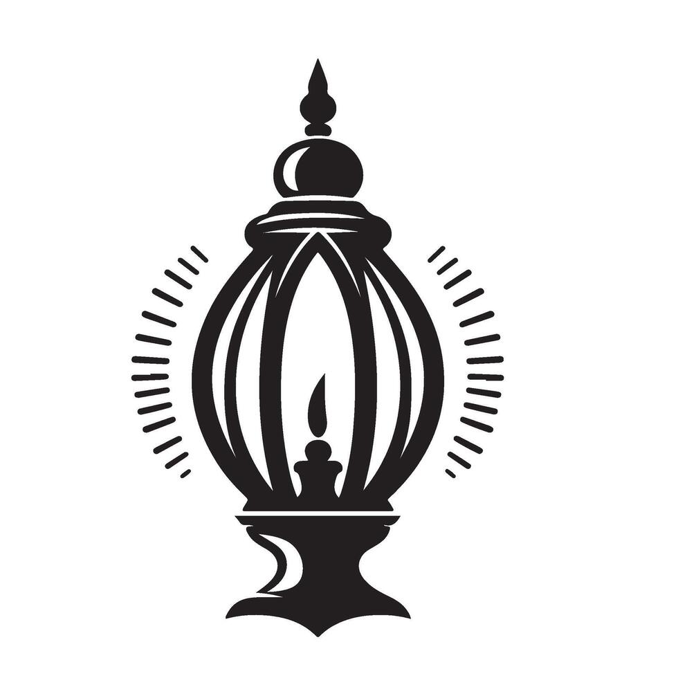 an old style lamp with a candle inside vector