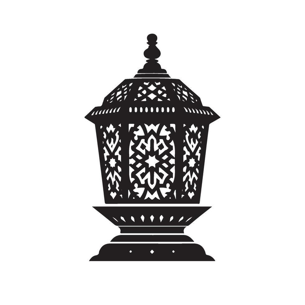 a black and white illustration of a lantern for eid and ramadan vector