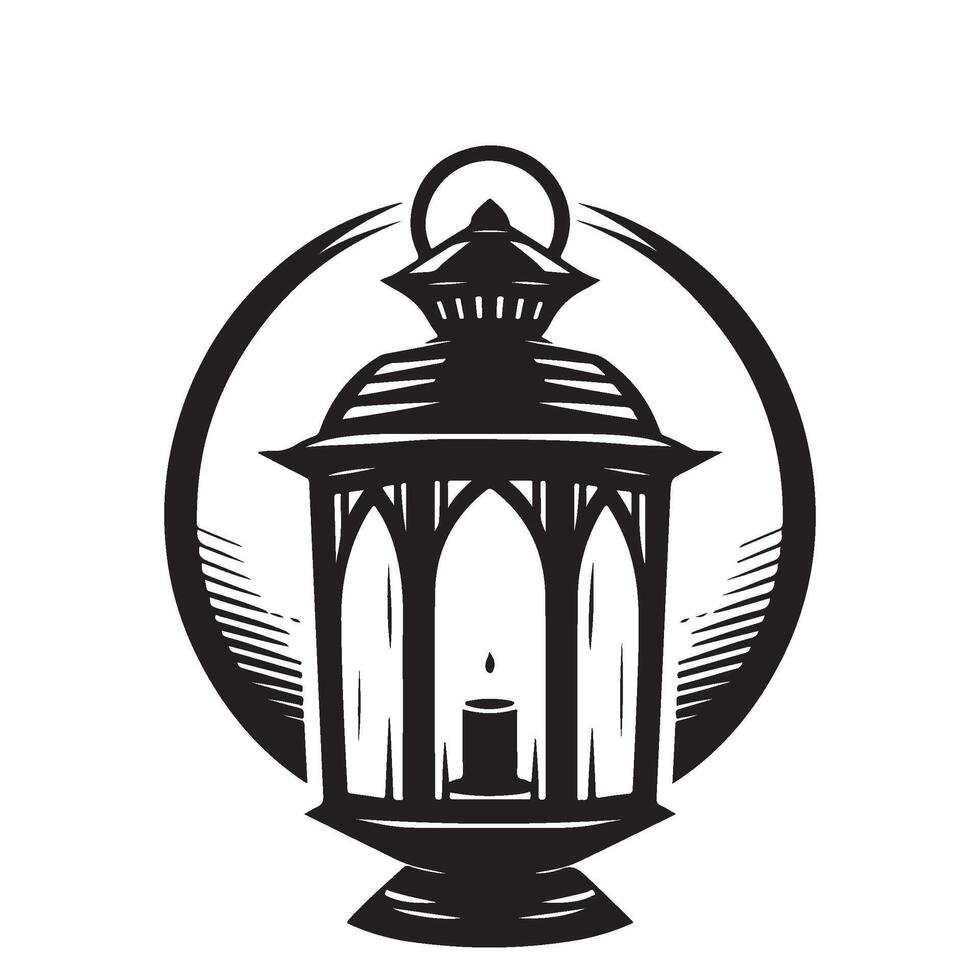 a black and white logo for a lantern vector