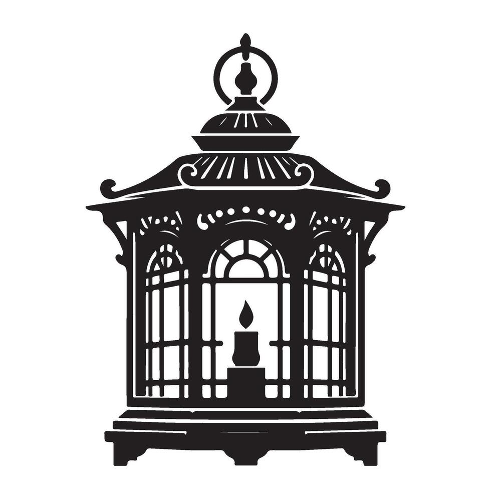 an illustration of a lantern with a candle inside eid vector