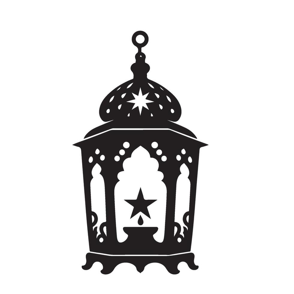 a black and white illustration of a lantern with a star vector