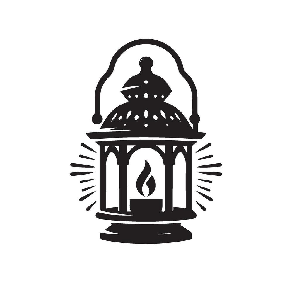 an old lantern with a candle inside eid and ramadan vector