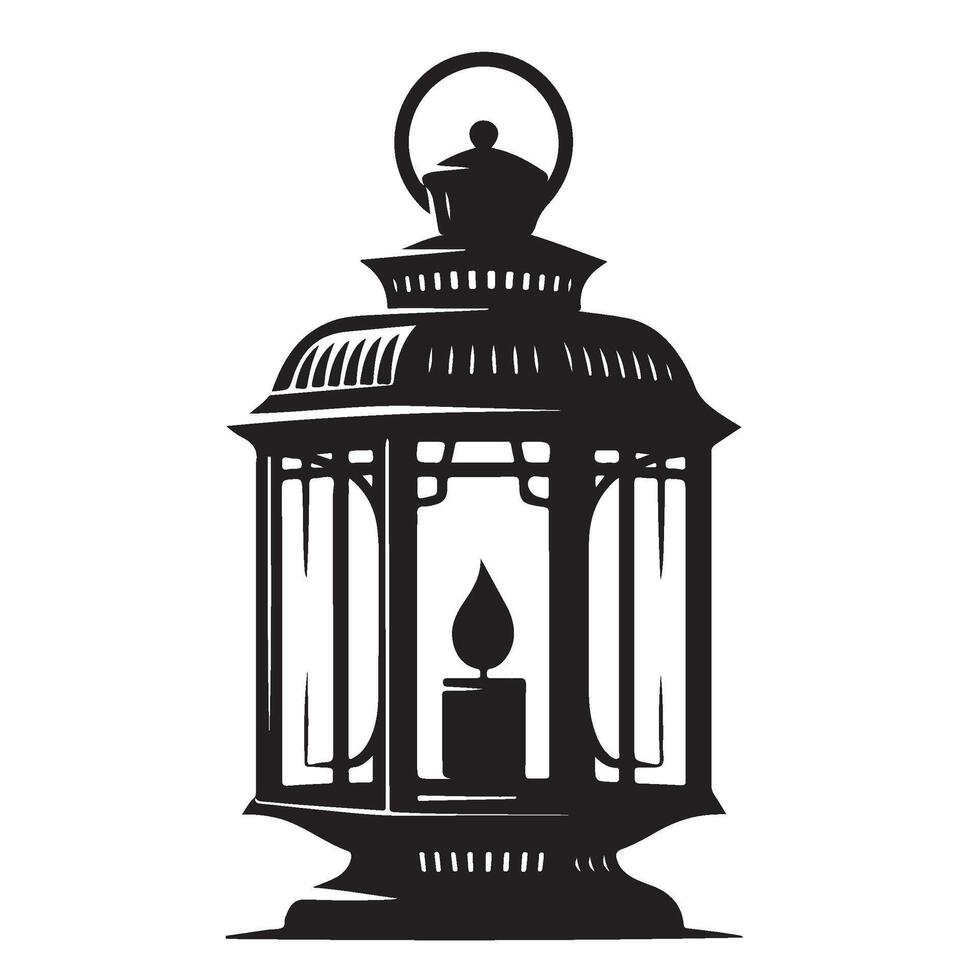 an illustration of a lantern with a candle inside vector
