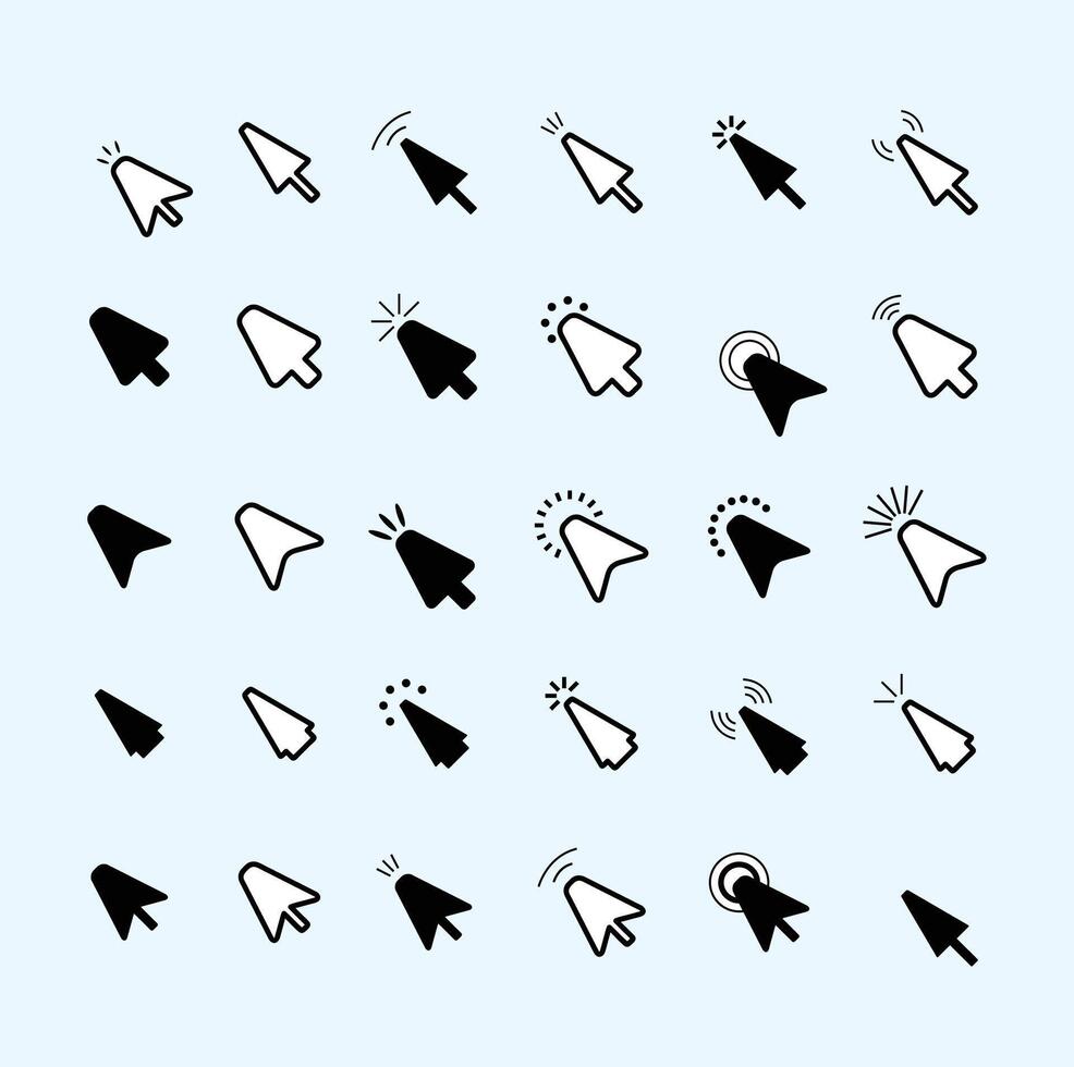 a Computer mouse click cursor gray arrow icons set and loading icons. Cursor icon. vector