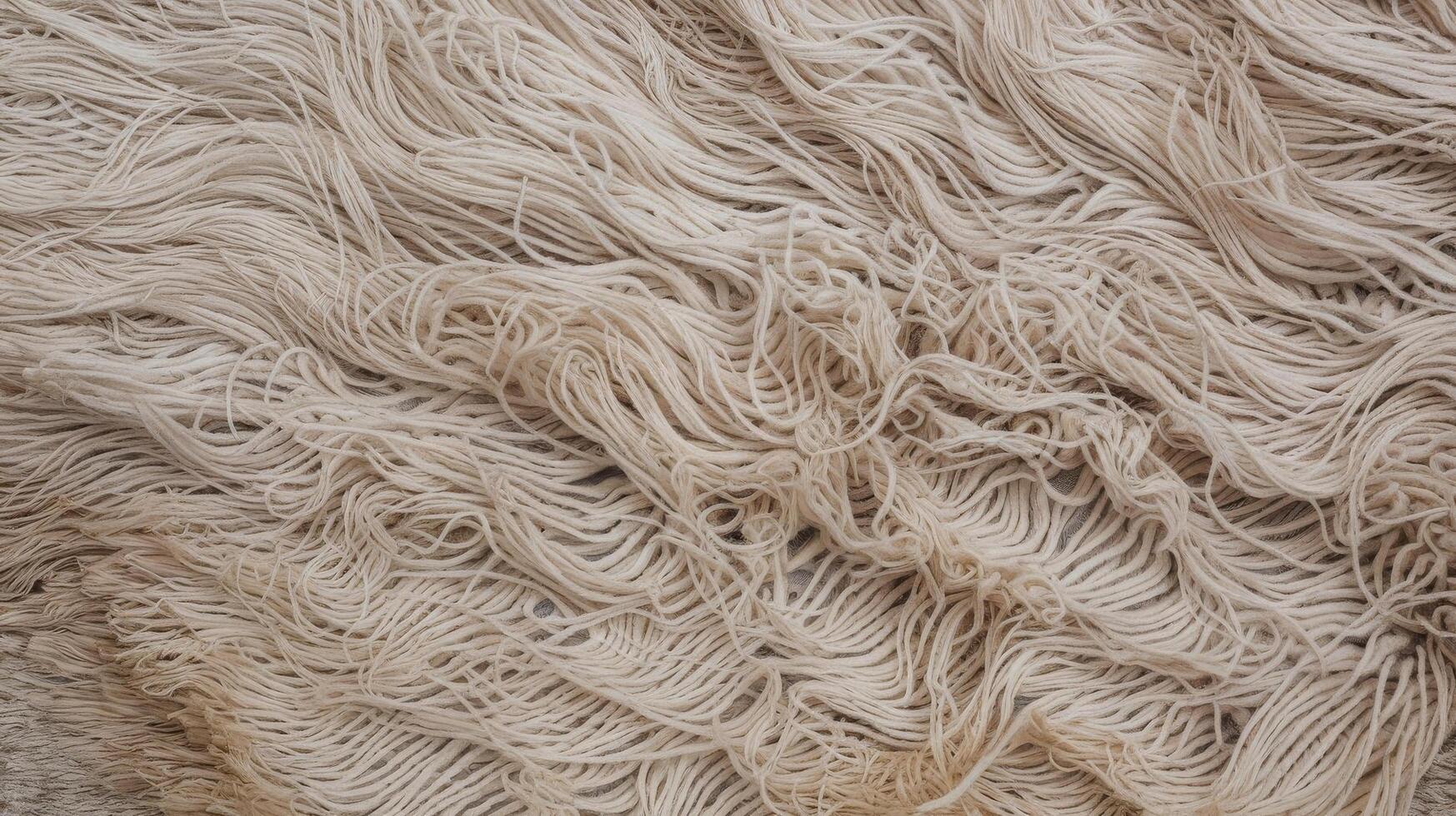 A close up of a pile of white wool photo