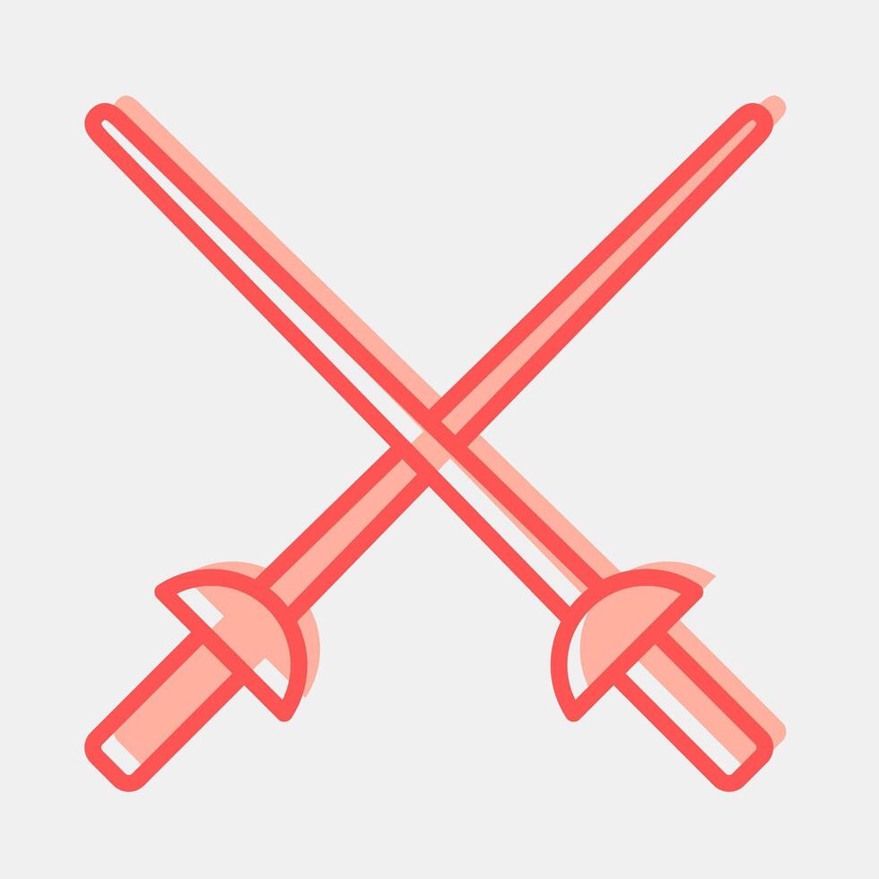 Icon fencing. Sports elements. Icon in two tone style. vector