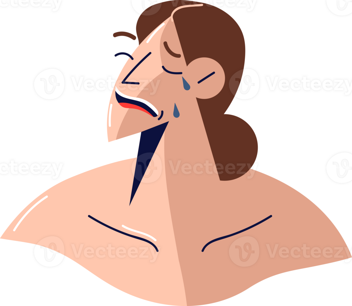 Hypersensitive woman suffers from bad weather and enjoys sun, due to start of production of hormone melatonin. Concept of importance of sunlight in promoting appearance of melatonin in body png