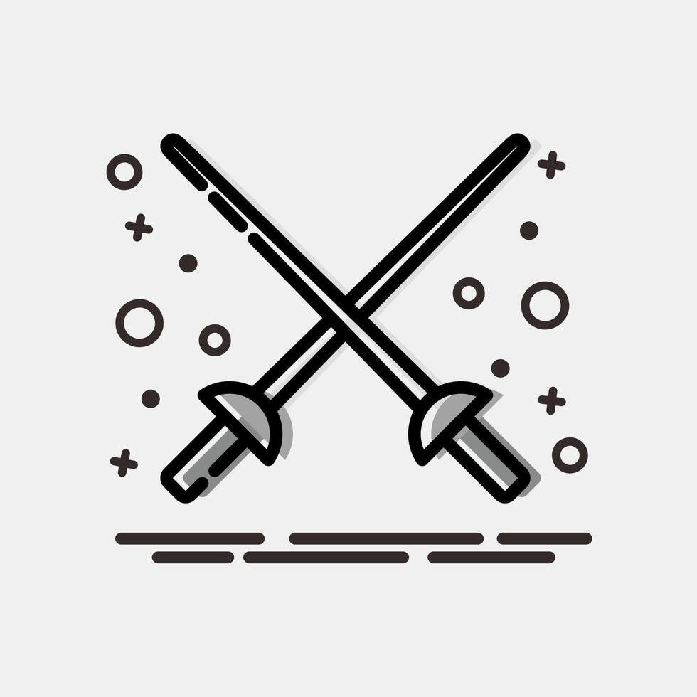 Icon fencing. Sports elements. Icon in MBE style. vector