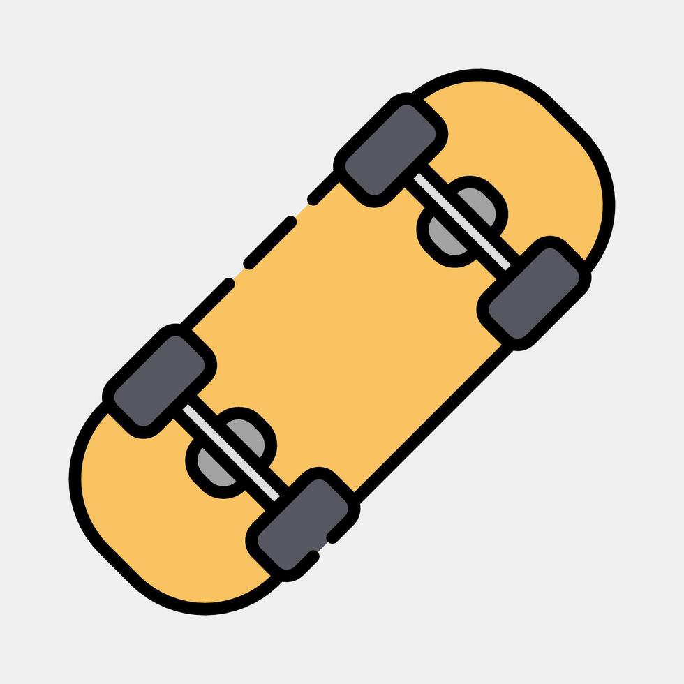 Icon skateboard. Sports elements. Icon in filled line style. vector