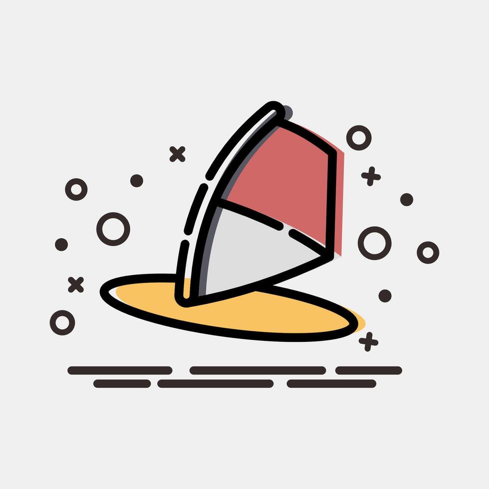 Icon wind surfing. Sports elements. Icon in MBE style. vector