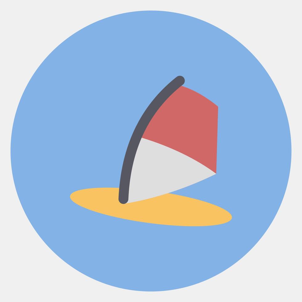 Icon wind surfing. Sports elements. Icon in color mate style. vector