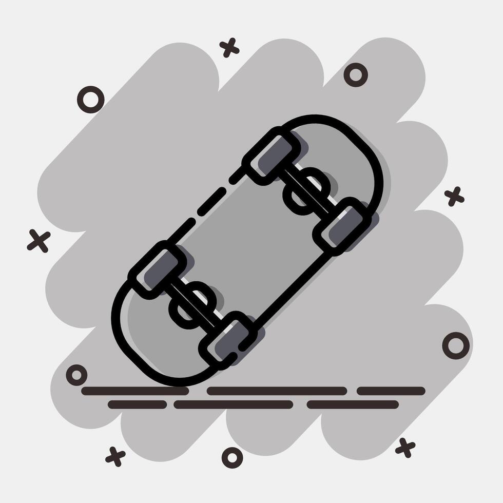 Icon skateboard. Sports elements. Icon in comic style. vector