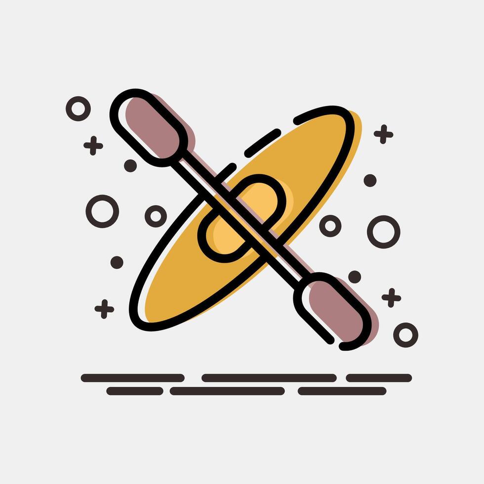 Icon kayak. Sports elements. Icon in MBE style. vector
