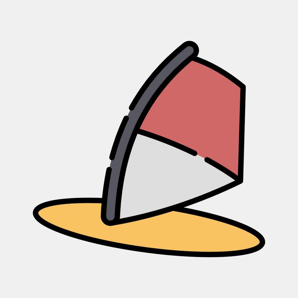 Icon wind surfing. Sports elements. Icon in filled line style. vector