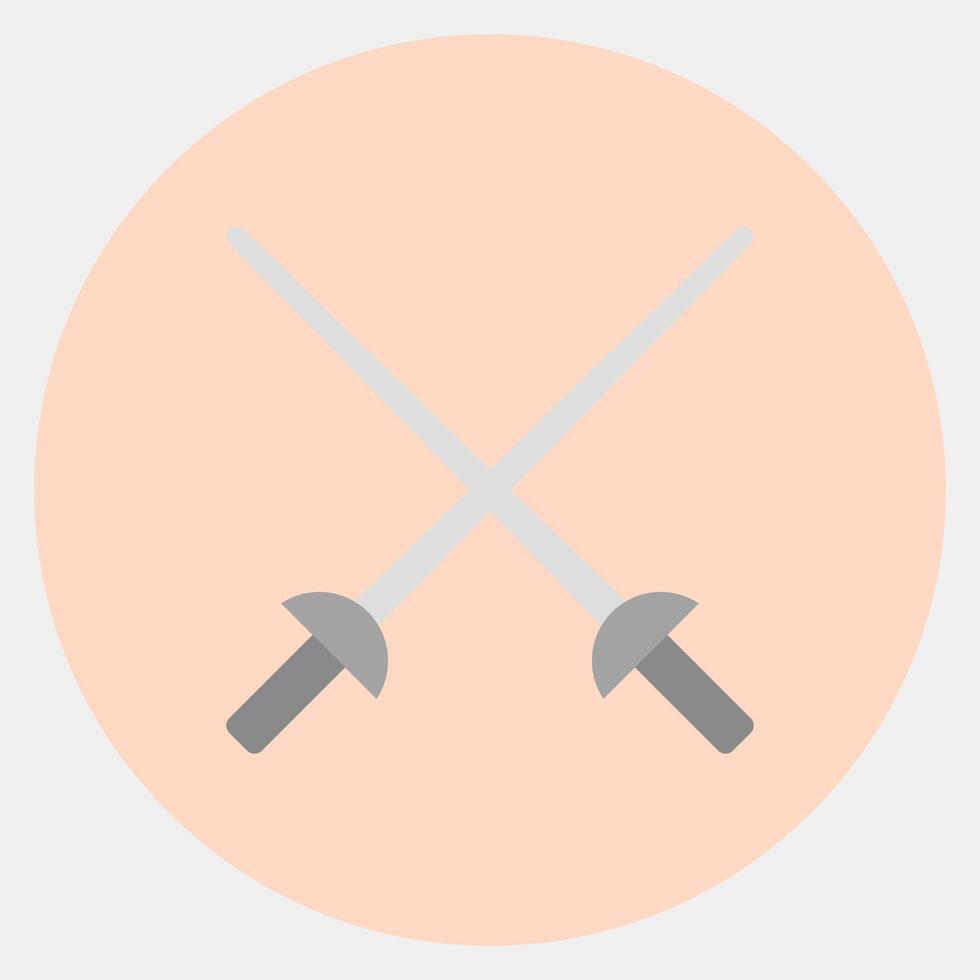 Icon fencing. Sports elements. Icon in color mate style. vector