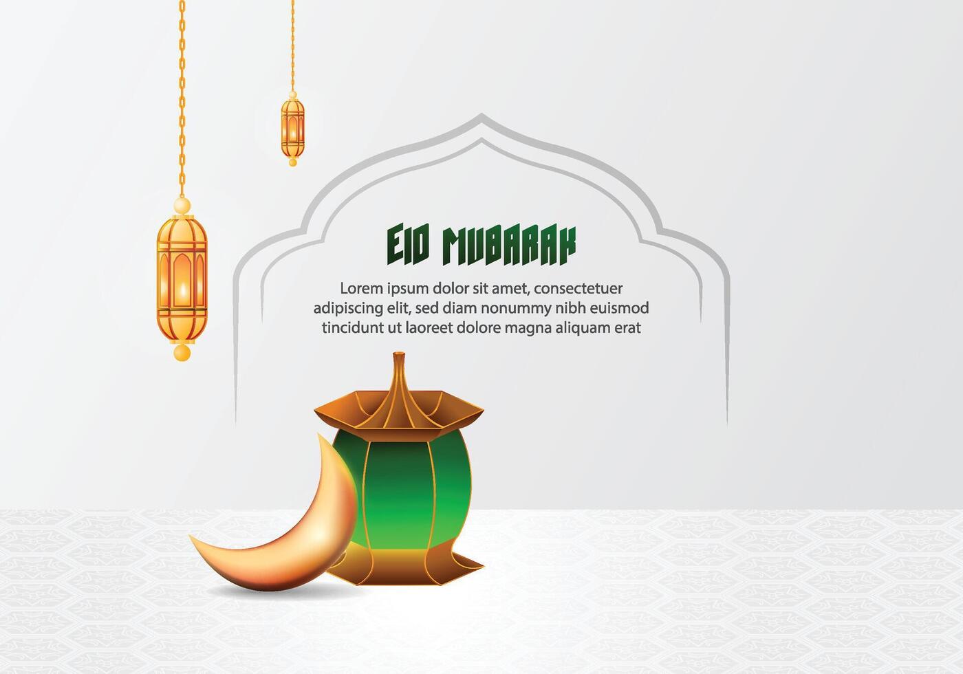Eid Mubarak wishing card design with white background. vector