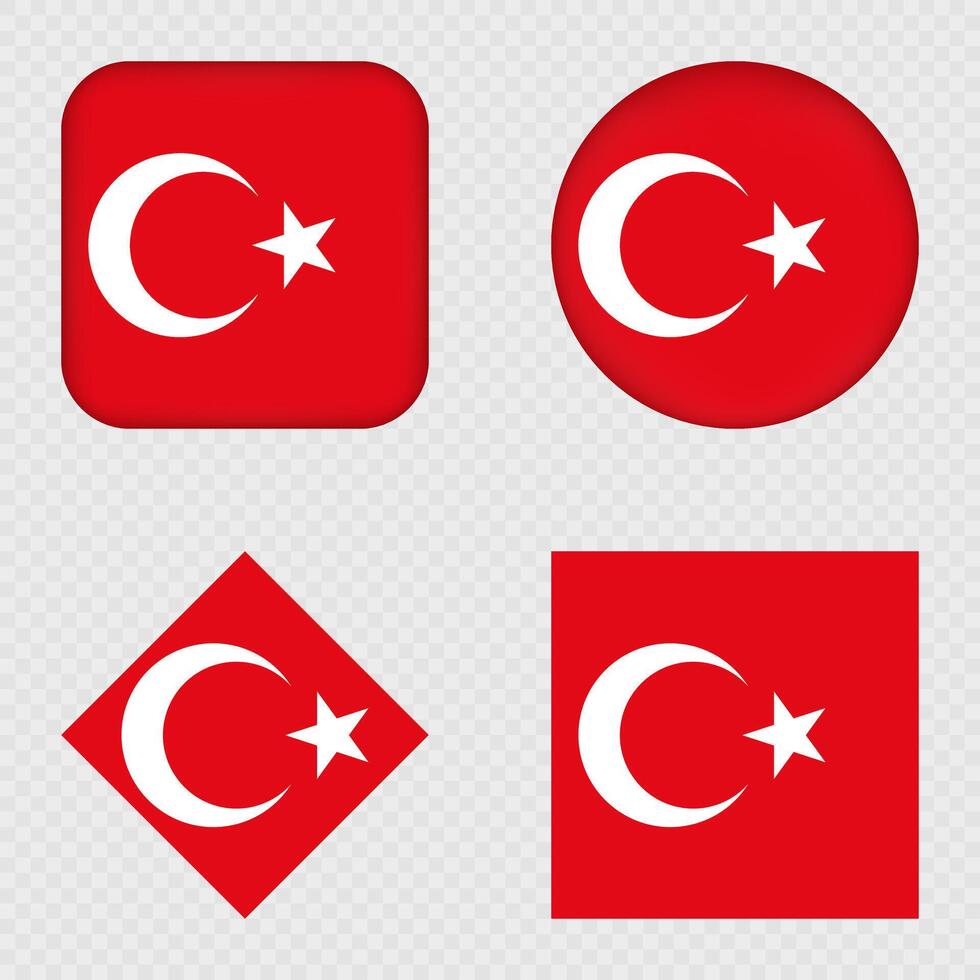 Turkey Flag Icons Pack. vector