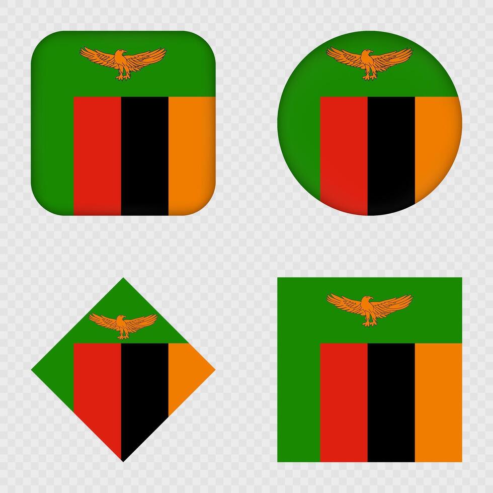 Zambia Flag Icons Pack. vector