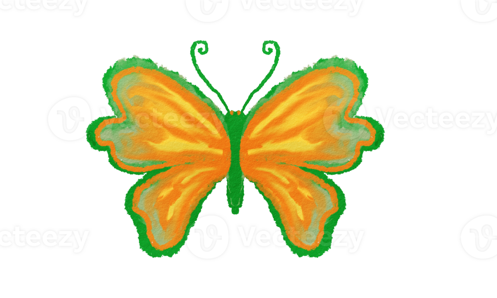 A butterfly with orange and green wings png