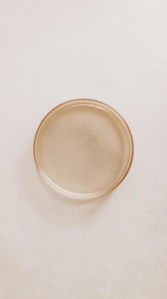 An empty petri dish on a light background photo
