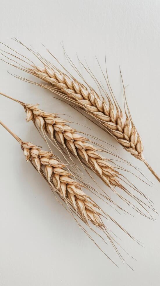 Wheat ears isolated on white background photo