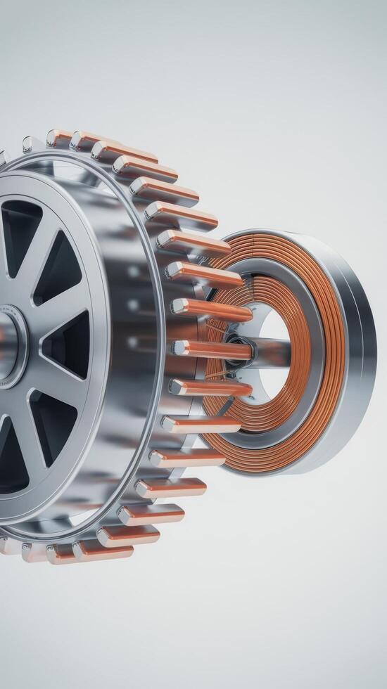 Rotor and stator of electric motor isolated on white background photo