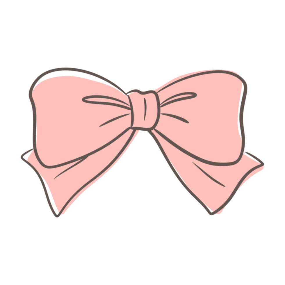 pink pastel bow ribbon hand drawn cartoon illustration png