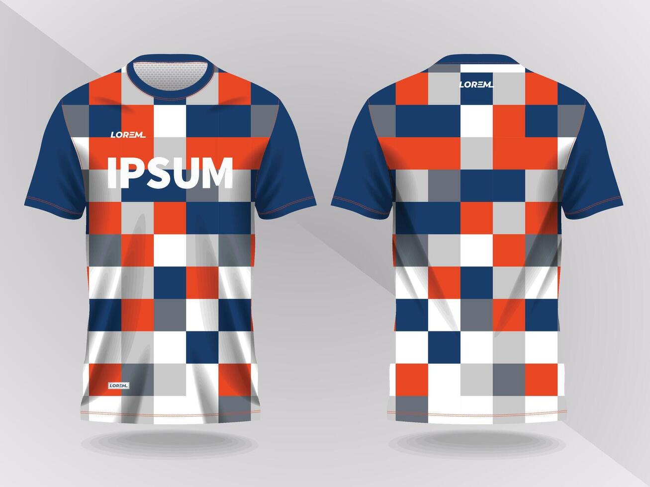 orange and blue squares abstract background and pattern for sport jersey design and mockup vector