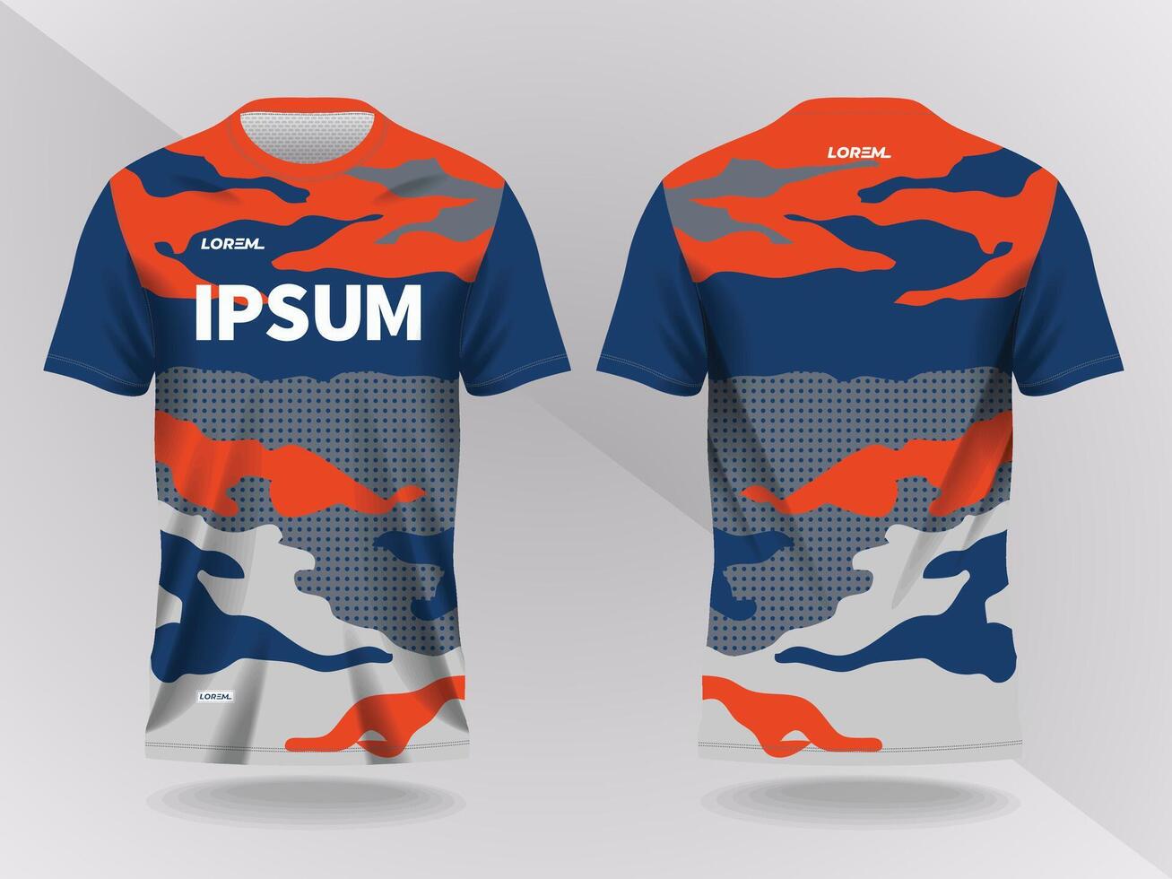 camo orange and blue abstract background and pattern for sport jersey design and mockup vector
