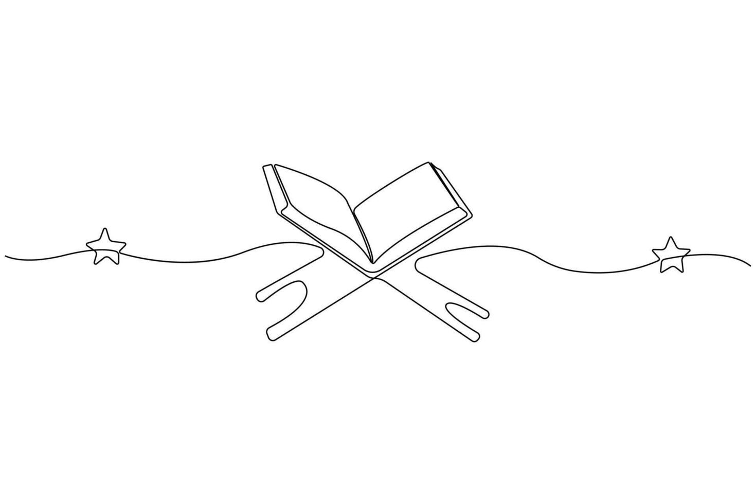 Islamic book Al Quran continuous one line drawing isolated on white background. vector
