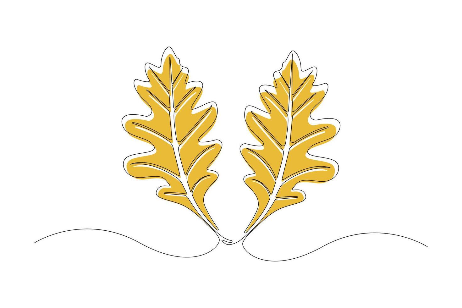 Continuous line art drawing of Oak leaf. Minimalist oak leaf outline vector