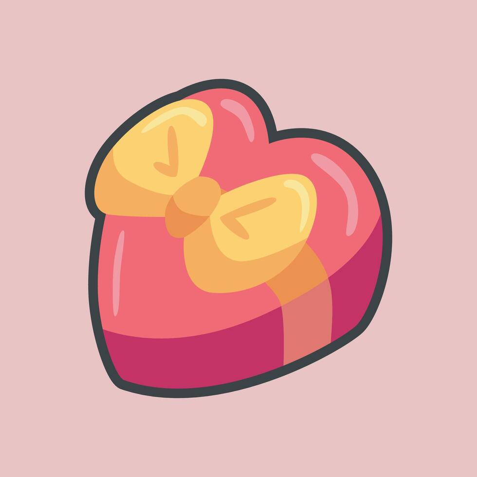 love shape package gift in outline flat design vector